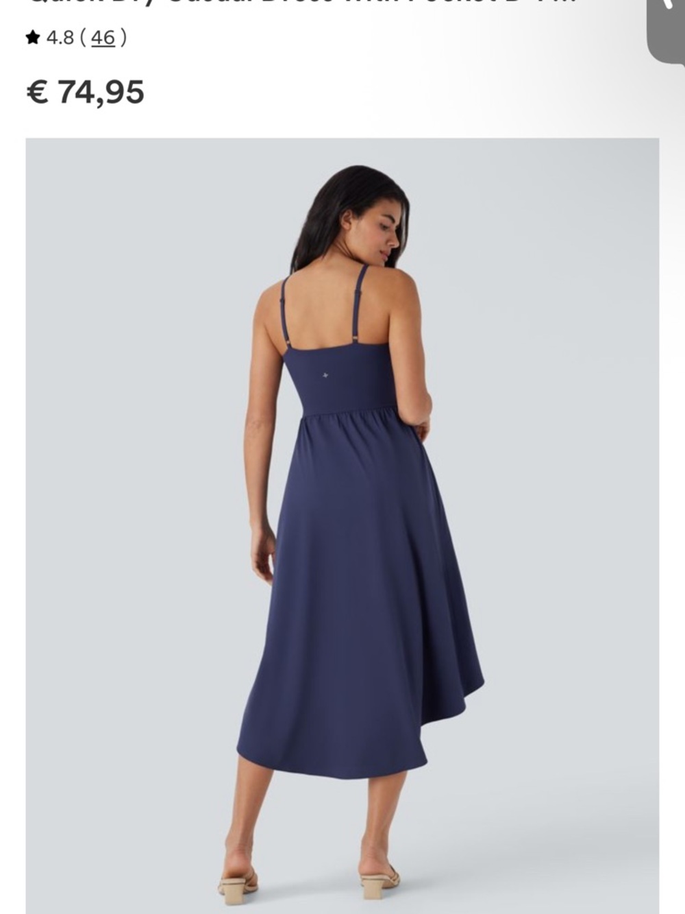HALARA Dress Breezeful Navy Blue Spaghetti Strap Midi Plus Size MSRP $68